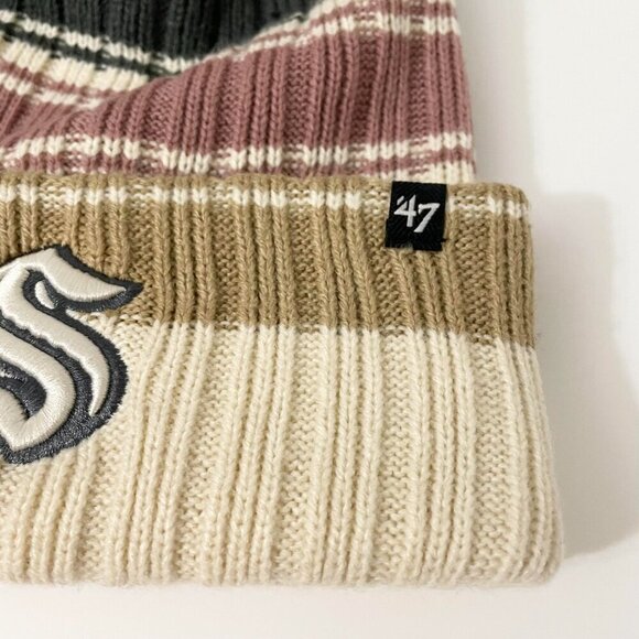 Seattle Kraken Beanie Toque Womens One Size Pom Pom NHL 47 Brand - Picture 3 of 16